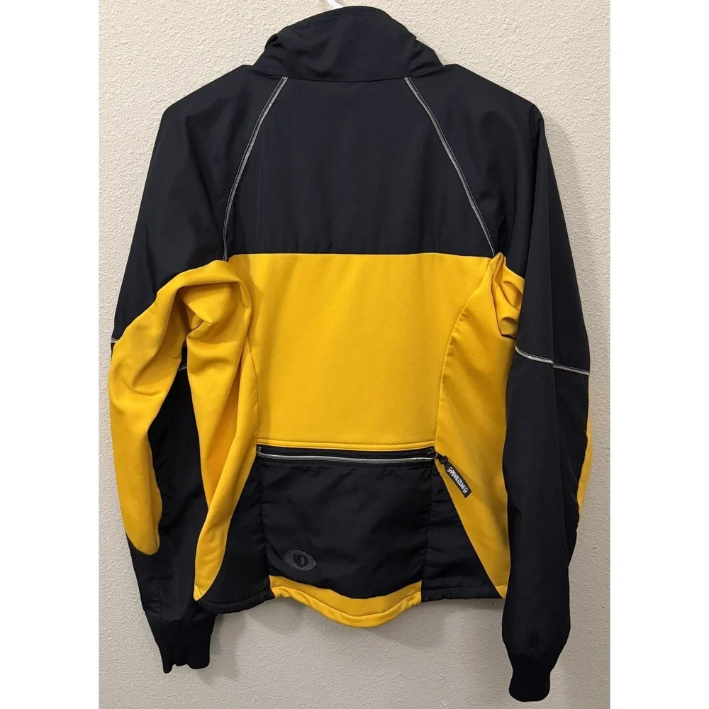 Pearl Izumi Cycling Jacket Black Yellow Reflective Full Zip Mens Small Fleece